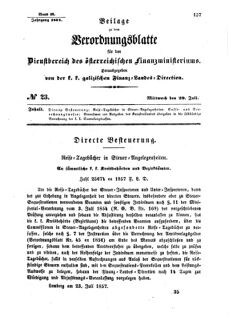 Verordnungsblatt für den Dienstbereich des K.K. Finanzministeriums für die im Reichsrate Vertretenen Königreiche und Länder : [...] : Beilage zu dem Verordnungsblatte für den Dienstbereich des K.K. Österr. Finanz-Ministeriums  18570729 Seite: 1