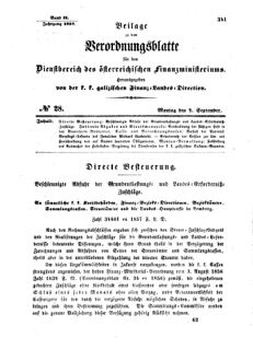 Verordnungsblatt für den Dienstbereich des K.K. Finanzministeriums für die im Reichsrate Vertretenen Königreiche und Länder : [...] : Beilage zu dem Verordnungsblatte für den Dienstbereich des K.K. Österr. Finanz-Ministeriums  18570907 Seite: 1