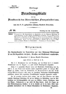 Verordnungsblatt für den Dienstbereich des K.K. Finanzministeriums für die im Reichsrate Vertretenen Königreiche und Länder : [...] : Beilage zu dem Verordnungsblatte für den Dienstbereich des K.K. Österr. Finanz-Ministeriums  18570916 Seite: 1