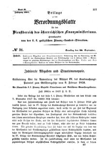 Verordnungsblatt für den Dienstbereich des K.K. Finanzministeriums für die im Reichsrate Vertretenen Königreiche und Länder : [...] : Beilage zu dem Verordnungsblatte für den Dienstbereich des K.K. Österr. Finanz-Ministeriums  18570926 Seite: 1