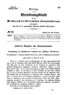 Verordnungsblatt für den Dienstbereich des K.K. Finanzministeriums für die im Reichsrate Vertretenen Königreiche und Länder : [...] : Beilage zu dem Verordnungsblatte für den Dienstbereich des K.K. Österr. Finanz-Ministeriums  18571016 Seite: 1