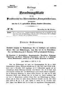 Verordnungsblatt für den Dienstbereich des K.K. Finanzministeriums für die im Reichsrate Vertretenen Königreiche und Länder : [...] : Beilage zu dem Verordnungsblatte für den Dienstbereich des K.K. Österr. Finanz-Ministeriums  18571022 Seite: 1