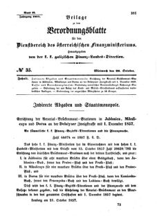 Verordnungsblatt für den Dienstbereich des K.K. Finanzministeriums für die im Reichsrate Vertretenen Königreiche und Länder : [...] : Beilage zu dem Verordnungsblatte für den Dienstbereich des K.K. Österr. Finanz-Ministeriums  18571028 Seite: 1