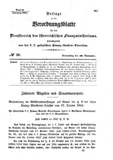 Verordnungsblatt für den Dienstbereich des K.K. Finanzministeriums für die im Reichsrate Vertretenen Königreiche und Länder : [...] : Beilage zu dem Verordnungsblatte für den Dienstbereich des K.K. Österr. Finanz-Ministeriums  18571119 Seite: 1