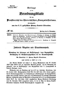 Verordnungsblatt für den Dienstbereich des K.K. Finanzministeriums für die im Reichsrate Vertretenen Königreiche und Länder : [...] : Beilage zu dem Verordnungsblatte für den Dienstbereich des K.K. Österr. Finanz-Ministeriums 