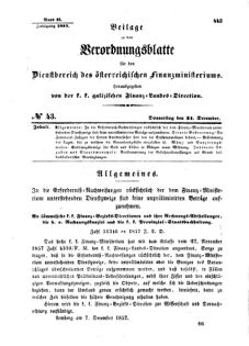 Verordnungsblatt für den Dienstbereich des K.K. Finanzministeriums für die im Reichsrate Vertretenen Königreiche und Länder : [...] : Beilage zu dem Verordnungsblatte für den Dienstbereich des K.K. Österr. Finanz-Ministeriums  18571231 Seite: 1