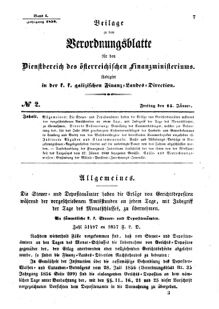 Verordnungsblatt für den Dienstbereich des K.K. Finanzministeriums für die im Reichsrate Vertretenen Königreiche und Länder : [...] : Beilage zu dem Verordnungsblatte für den Dienstbereich des K.K. Österr. Finanz-Ministeriums  18580115 Seite: 1