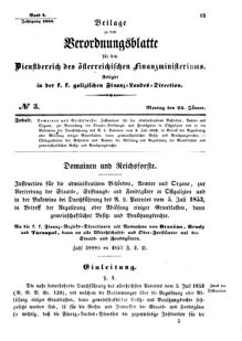 Verordnungsblatt für den Dienstbereich des K.K. Finanzministeriums für die im Reichsrate Vertretenen Königreiche und Länder : [...] : Beilage zu dem Verordnungsblatte für den Dienstbereich des K.K. Österr. Finanz-Ministeriums  18580125 Seite: 1