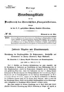 Verordnungsblatt für den Dienstbereich des K.K. Finanzministeriums für die im Reichsrate Vertretenen Königreiche und Länder : [...] : Beilage zu dem Verordnungsblatte für den Dienstbereich des K.K. Österr. Finanz-Ministeriums  18580512 Seite: 1