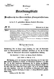 Verordnungsblatt für den Dienstbereich des K.K. Finanzministeriums für die im Reichsrate Vertretenen Königreiche und Länder : [...] : Beilage zu dem Verordnungsblatte für den Dienstbereich des K.K. Österr. Finanz-Ministeriums  18580609 Seite: 1