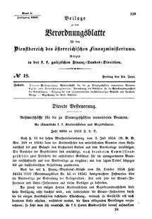 Verordnungsblatt für den Dienstbereich des K.K. Finanzministeriums für die im Reichsrate Vertretenen Königreiche und Länder : [...] : Beilage zu dem Verordnungsblatte für den Dienstbereich des K.K. Österr. Finanz-Ministeriums  18580625 Seite: 1