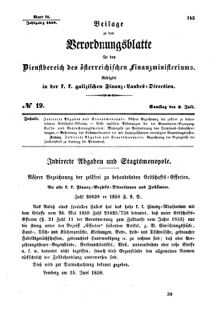 Verordnungsblatt für den Dienstbereich des K.K. Finanzministeriums für die im Reichsrate Vertretenen Königreiche und Länder : [...] : Beilage zu dem Verordnungsblatte für den Dienstbereich des K.K. Österr. Finanz-Ministeriums  18580703 Seite: 1