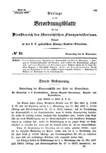 Verordnungsblatt für den Dienstbereich des K.K. Finanzministeriums für die im Reichsrate Vertretenen Königreiche und Länder : [...] : Beilage zu dem Verordnungsblatte für den Dienstbereich des K.K. Österr. Finanz-Ministeriums  18580909 Seite: 1