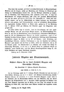 Verordnungsblatt für den Dienstbereich des K.K. Finanzministeriums für die im Reichsrate Vertretenen Königreiche und Länder : [...] : Beilage zu dem Verordnungsblatte für den Dienstbereich des K.K. Österr. Finanz-Ministeriums  18580909 Seite: 3