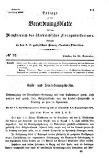 Verordnungsblatt für den Dienstbereich des K.K. Finanzministeriums für die im Reichsrate Vertretenen Königreiche und Länder : [...] : Beilage zu dem Verordnungsblatte für den Dienstbereich des K.K. Österr. Finanz-Ministeriums  18580925 Seite: 1