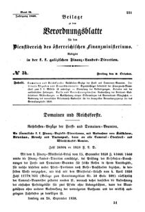 Verordnungsblatt für den Dienstbereich des K.K. Finanzministeriums für die im Reichsrate Vertretenen Königreiche und Länder : [...] : Beilage zu dem Verordnungsblatte für den Dienstbereich des K.K. Österr. Finanz-Ministeriums  18581008 Seite: 1