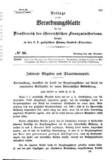 Verordnungsblatt für den Dienstbereich des K.K. Finanzministeriums für die im Reichsrate Vertretenen Königreiche und Länder : [...] : Beilage zu dem Verordnungsblatte für den Dienstbereich des K.K. Österr. Finanz-Ministeriums  18581019 Seite: 1