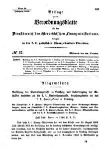 Verordnungsblatt für den Dienstbereich des K.K. Finanzministeriums für die im Reichsrate Vertretenen Königreiche und Länder : [...] : Beilage zu dem Verordnungsblatte für den Dienstbereich des K.K. Österr. Finanz-Ministeriums  18581020 Seite: 1