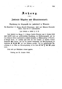 Verordnungsblatt für den Dienstbereich des K.K. Finanzministeriums für die im Reichsrate Vertretenen Königreiche und Länder : [...] : Beilage zu dem Verordnungsblatte für den Dienstbereich des K.K. Österr. Finanz-Ministeriums  18581020 Seite: 7