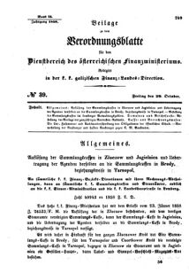 Verordnungsblatt für den Dienstbereich des K.K. Finanzministeriums für die im Reichsrate Vertretenen Königreiche und Länder : [...] : Beilage zu dem Verordnungsblatte für den Dienstbereich des K.K. Österr. Finanz-Ministeriums  18581029 Seite: 1