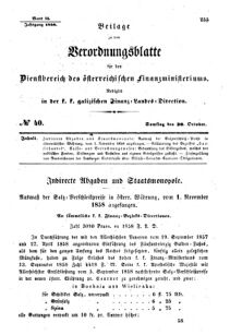 Verordnungsblatt für den Dienstbereich des K.K. Finanzministeriums für die im Reichsrate Vertretenen Königreiche und Länder : [...] : Beilage zu dem Verordnungsblatte für den Dienstbereich des K.K. Österr. Finanz-Ministeriums  18581030 Seite: 1