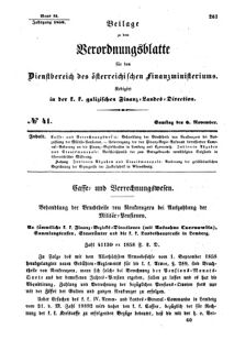 Verordnungsblatt für den Dienstbereich des K.K. Finanzministeriums für die im Reichsrate Vertretenen Königreiche und Länder : [...] : Beilage zu dem Verordnungsblatte für den Dienstbereich des K.K. Österr. Finanz-Ministeriums  18581106 Seite: 1