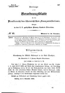 Verordnungsblatt für den Dienstbereich des K.K. Finanzministeriums für die im Reichsrate Vertretenen Königreiche und Länder : [...] : Beilage zu dem Verordnungsblatte für den Dienstbereich des K.K. Österr. Finanz-Ministeriums  18581110 Seite: 1