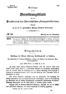 Verordnungsblatt für den Dienstbereich des K.K. Finanzministeriums für die im Reichsrate Vertretenen Königreiche und Länder : [...] : Beilage zu dem Verordnungsblatte für den Dienstbereich des K.K. Österr. Finanz-Ministeriums  18581115 Seite: 1