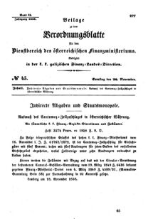 Verordnungsblatt für den Dienstbereich des K.K. Finanzministeriums für die im Reichsrate Vertretenen Königreiche und Länder : [...] : Beilage zu dem Verordnungsblatte für den Dienstbereich des K.K. Österr. Finanz-Ministeriums  18581120 Seite: 1