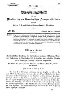 Verordnungsblatt für den Dienstbereich des K.K. Finanzministeriums für die im Reichsrate Vertretenen Königreiche und Länder : [...] : Beilage zu dem Verordnungsblatte für den Dienstbereich des K.K. Österr. Finanz-Ministeriums  18581214 Seite: 1