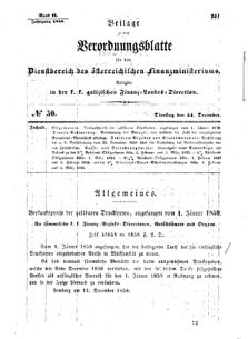 Verordnungsblatt für den Dienstbereich des K.K. Finanzministeriums für die im Reichsrate Vertretenen Königreiche und Länder : [...] : Beilage zu dem Verordnungsblatte für den Dienstbereich des K.K. Österr. Finanz-Ministeriums  18581221 Seite: 1