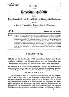 Verordnungsblatt für den Dienstbereich des K.K. Finanzministeriums für die im Reichsrate Vertretenen Königreiche und Länder : [...] : Beilage zu dem Verordnungsblatte für den Dienstbereich des K.K. Österr. Finanz-Ministeriums  18590115 Seite: 1