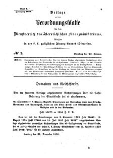 Verordnungsblatt für den Dienstbereich des K.K. Finanzministeriums für die im Reichsrate Vertretenen Königreiche und Länder : [...] : Beilage zu dem Verordnungsblatte für den Dienstbereich des K.K. Österr. Finanz-Ministeriums  18590122 Seite: 1