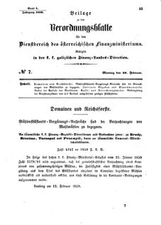 Verordnungsblatt für den Dienstbereich des K.K. Finanzministeriums für die im Reichsrate Vertretenen Königreiche und Länder : [...] : Beilage zu dem Verordnungsblatte für den Dienstbereich des K.K. Österr. Finanz-Ministeriums  18590228 Seite: 1