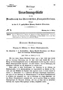 Verordnungsblatt für den Dienstbereich des K.K. Finanzministeriums für die im Reichsrate Vertretenen Königreiche und Länder : [...] : Beilage zu dem Verordnungsblatte für den Dienstbereich des K.K. Österr. Finanz-Ministeriums  18590307 Seite: 1