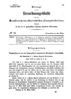 Verordnungsblatt für den Dienstbereich des K.K. Finanzministeriums für die im Reichsrate Vertretenen Königreiche und Länder : [...] : Beilage zu dem Verordnungsblatte für den Dienstbereich des K.K. Österr. Finanz-Ministeriums  18590324 Seite: 1