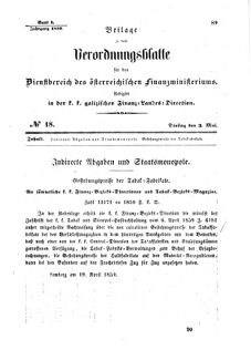 Verordnungsblatt für den Dienstbereich des K.K. Finanzministeriums für die im Reichsrate Vertretenen Königreiche und Länder : [...] : Beilage zu dem Verordnungsblatte für den Dienstbereich des K.K. Österr. Finanz-Ministeriums  18590503 Seite: 1