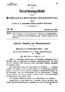 Verordnungsblatt für den Dienstbereich des K.K. Finanzministeriums für die im Reichsrate Vertretenen Königreiche und Länder : [...] : Beilage zu dem Verordnungsblatte für den Dienstbereich des K.K. Österr. Finanz-Ministeriums  18590506 Seite: 1