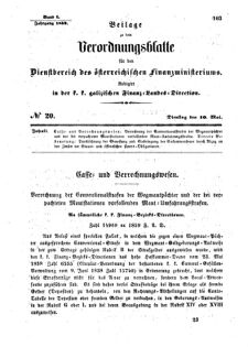 Verordnungsblatt für den Dienstbereich des K.K. Finanzministeriums für die im Reichsrate Vertretenen Königreiche und Länder : [...] : Beilage zu dem Verordnungsblatte für den Dienstbereich des K.K. Österr. Finanz-Ministeriums  18590510 Seite: 1