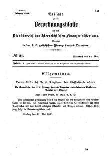 Verordnungsblatt für den Dienstbereich des K.K. Finanzministeriums für die im Reichsrate Vertretenen Königreiche und Länder : [...] : Beilage zu dem Verordnungsblatte für den Dienstbereich des K.K. Österr. Finanz-Ministeriums  18590511 Seite: 1