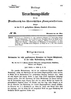 Verordnungsblatt für den Dienstbereich des K.K. Finanzministeriums für die im Reichsrate Vertretenen Königreiche und Länder : [...] : Beilage zu dem Verordnungsblatte für den Dienstbereich des K.K. Österr. Finanz-Ministeriums  18590518 Seite: 1