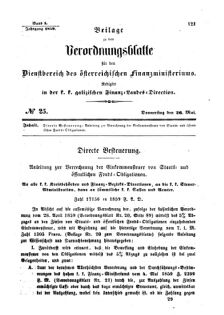 Verordnungsblatt für den Dienstbereich des K.K. Finanzministeriums für die im Reichsrate Vertretenen Königreiche und Länder : [...] : Beilage zu dem Verordnungsblatte für den Dienstbereich des K.K. Österr. Finanz-Ministeriums  18590526 Seite: 1