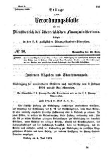 Verordnungsblatt für den Dienstbereich des K.K. Finanzministeriums für die im Reichsrate Vertretenen Königreiche und Länder : [...] : Beilage zu dem Verordnungsblatte für den Dienstbereich des K.K. Österr. Finanz-Ministeriums  18590616 Seite: 1