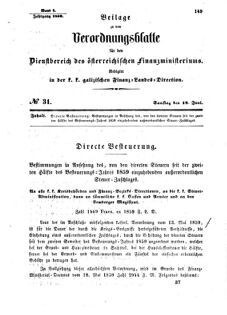 Verordnungsblatt für den Dienstbereich des K.K. Finanzministeriums für die im Reichsrate Vertretenen Königreiche und Länder : [...] : Beilage zu dem Verordnungsblatte für den Dienstbereich des K.K. Österr. Finanz-Ministeriums  18590618 Seite: 1