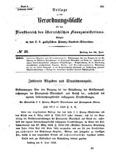 Verordnungsblatt für den Dienstbereich des K.K. Finanzministeriums für die im Reichsrate Vertretenen Königreiche und Länder : [...] : Beilage zu dem Verordnungsblatte für den Dienstbereich des K.K. Österr. Finanz-Ministeriums  18590622 Seite: 1