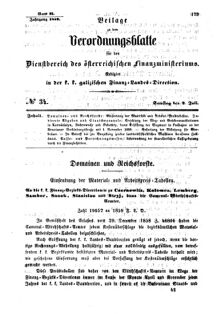 Verordnungsblatt für den Dienstbereich des K.K. Finanzministeriums für die im Reichsrate Vertretenen Königreiche und Länder : [...] : Beilage zu dem Verordnungsblatte für den Dienstbereich des K.K. Österr. Finanz-Ministeriums  18590702 Seite: 1