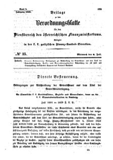 Verordnungsblatt für den Dienstbereich des K.K. Finanzministeriums für die im Reichsrate Vertretenen Königreiche und Länder : [...] : Beilage zu dem Verordnungsblatte für den Dienstbereich des K.K. Österr. Finanz-Ministeriums  18590706 Seite: 1