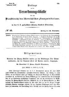 Verordnungsblatt für den Dienstbereich des K.K. Finanzministeriums für die im Reichsrate Vertretenen Königreiche und Länder : [...] : Beilage zu dem Verordnungsblatte für den Dienstbereich des K.K. Österr. Finanz-Ministeriums  18590923 Seite: 1