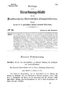 Verordnungsblatt für den Dienstbereich des K.K. Finanzministeriums für die im Reichsrate Vertretenen Königreiche und Länder : [...] : Beilage zu dem Verordnungsblatte für den Dienstbereich des K.K. Österr. Finanz-Ministeriums  18590930 Seite: 1