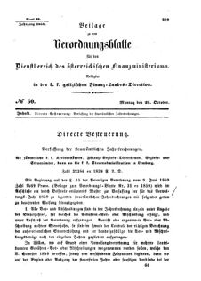 Verordnungsblatt für den Dienstbereich des K.K. Finanzministeriums für die im Reichsrate Vertretenen Königreiche und Länder : [...] : Beilage zu dem Verordnungsblatte für den Dienstbereich des K.K. Österr. Finanz-Ministeriums  18591024 Seite: 1